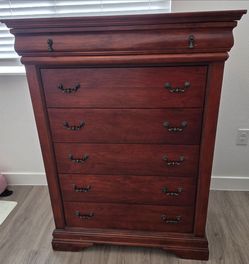 Cherry Wood Tall Dresser 6-Drawer Chest
