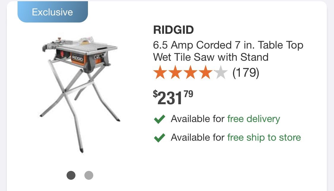 RIGID 7in Table Top Wet Saw WITH Stand