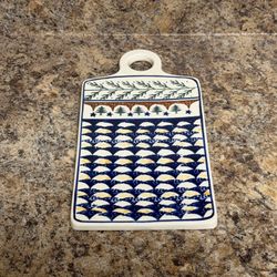 Polish Pottery Cheese Charcuterie Cutting Board Pine Trees Hand Made 11x5.5”