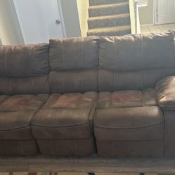 Brown Loveseat And Couch Recline FREE