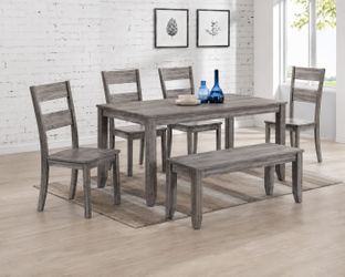 Crown Mark Dining Table Set – Table, 3 Chairs & 1 Bench