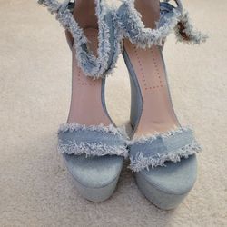 Denim Rose Wedges