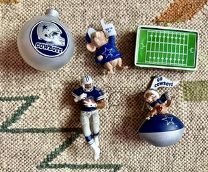  Lot of 5 NFL Dallas Cowboys Football Christmas Ornaments Hallmark Emmitt Smith VTG 90s