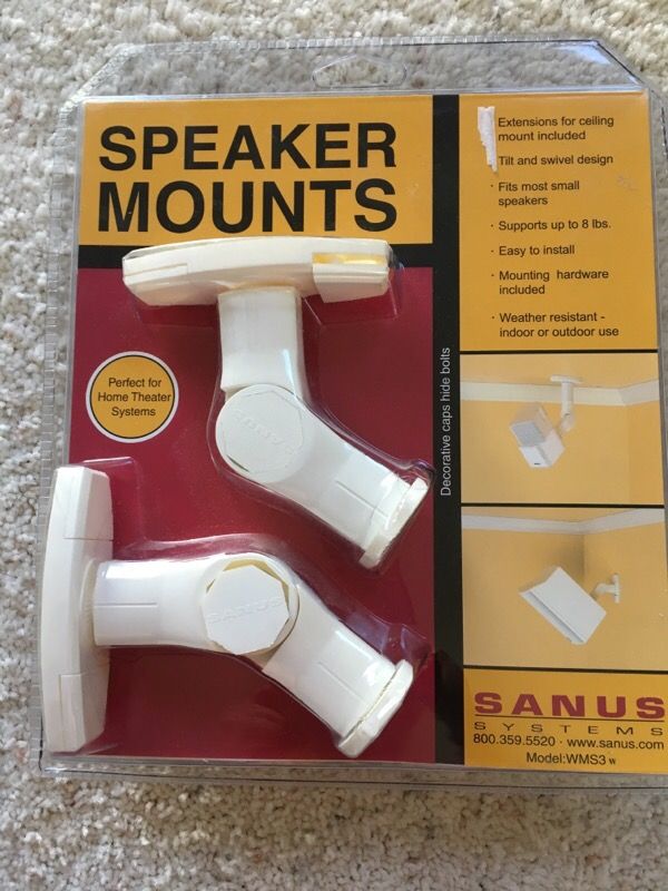 Sanus Tilt and Swivel Wall Mount for Satellite Speakers (White) -WMS3W