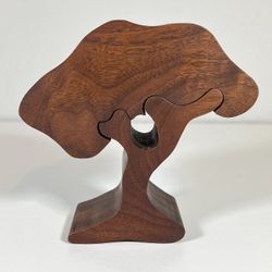 Handmade Walnut Tree Shaped Wood Trinket Box Carved Hidden Storage