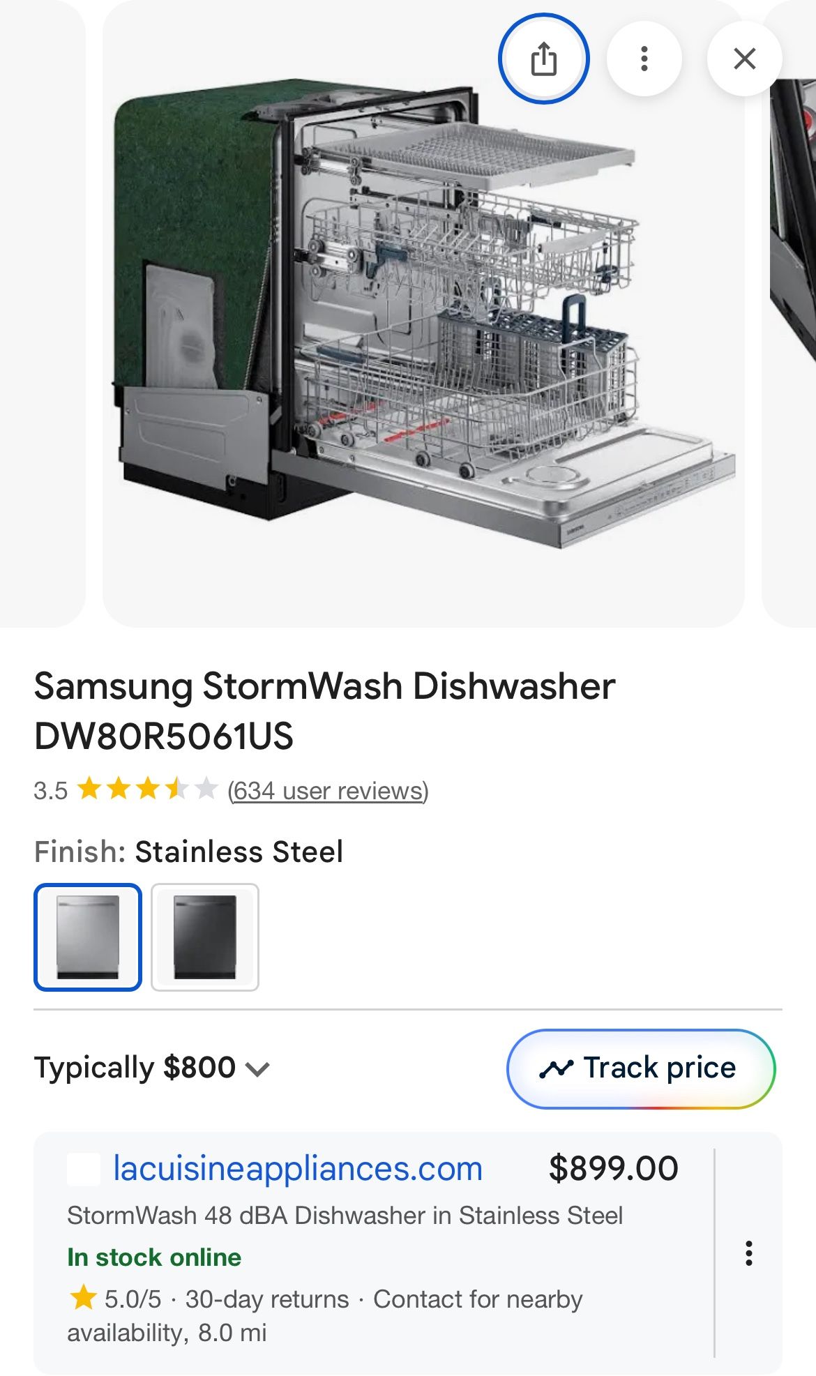 Samsung Storm wash Stainless Steel dishwasher