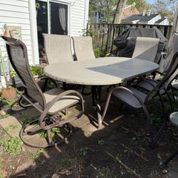 Price Reduced—Patio Table And Chairs For 6 Set
