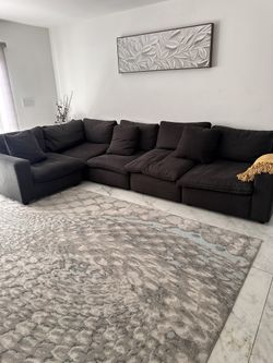 Sofa Sectional Microfiber With Feather Cushions