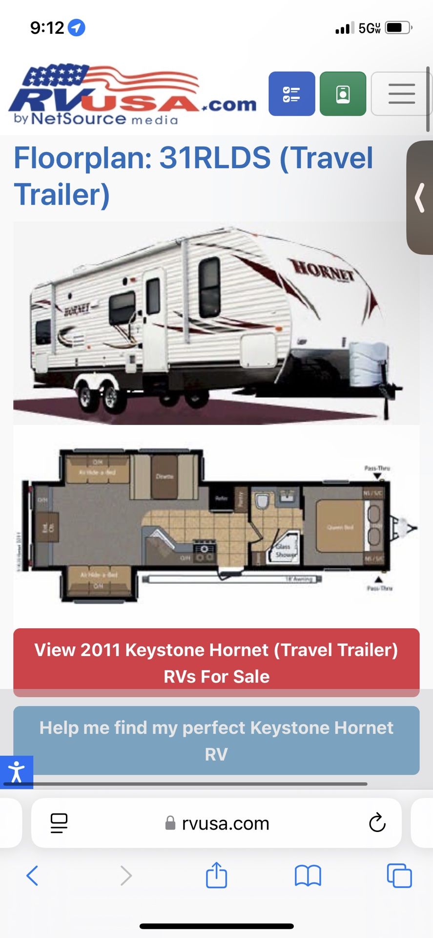 2011 Keystone Hornet 31rlds