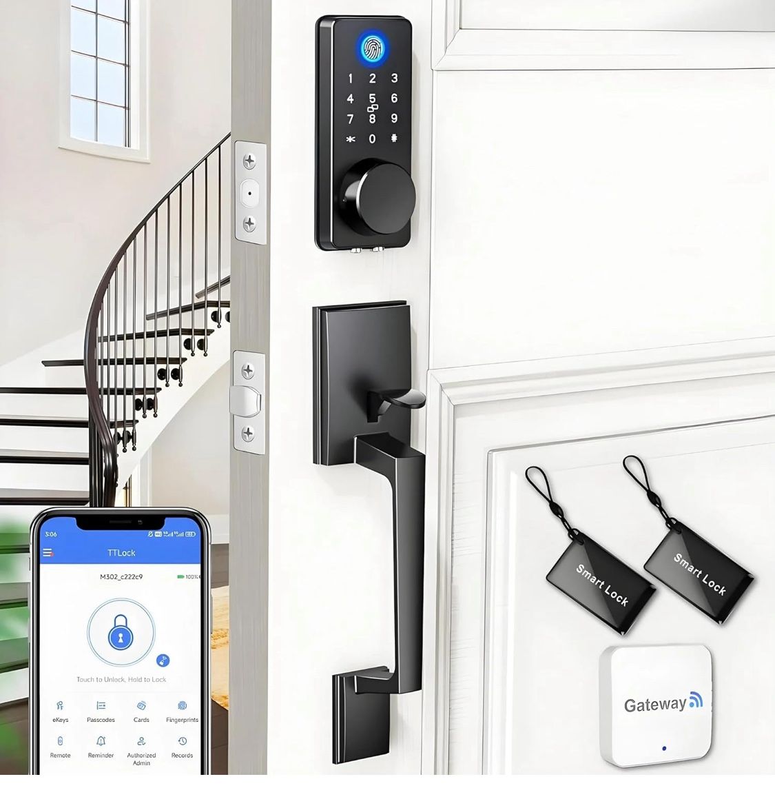 Brand New WiFi Smart Keyless Entry Door Lock Set W/Front Door Handle