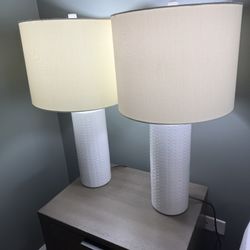 Pair of 2 Modern White Lamps - Lakeshore East 