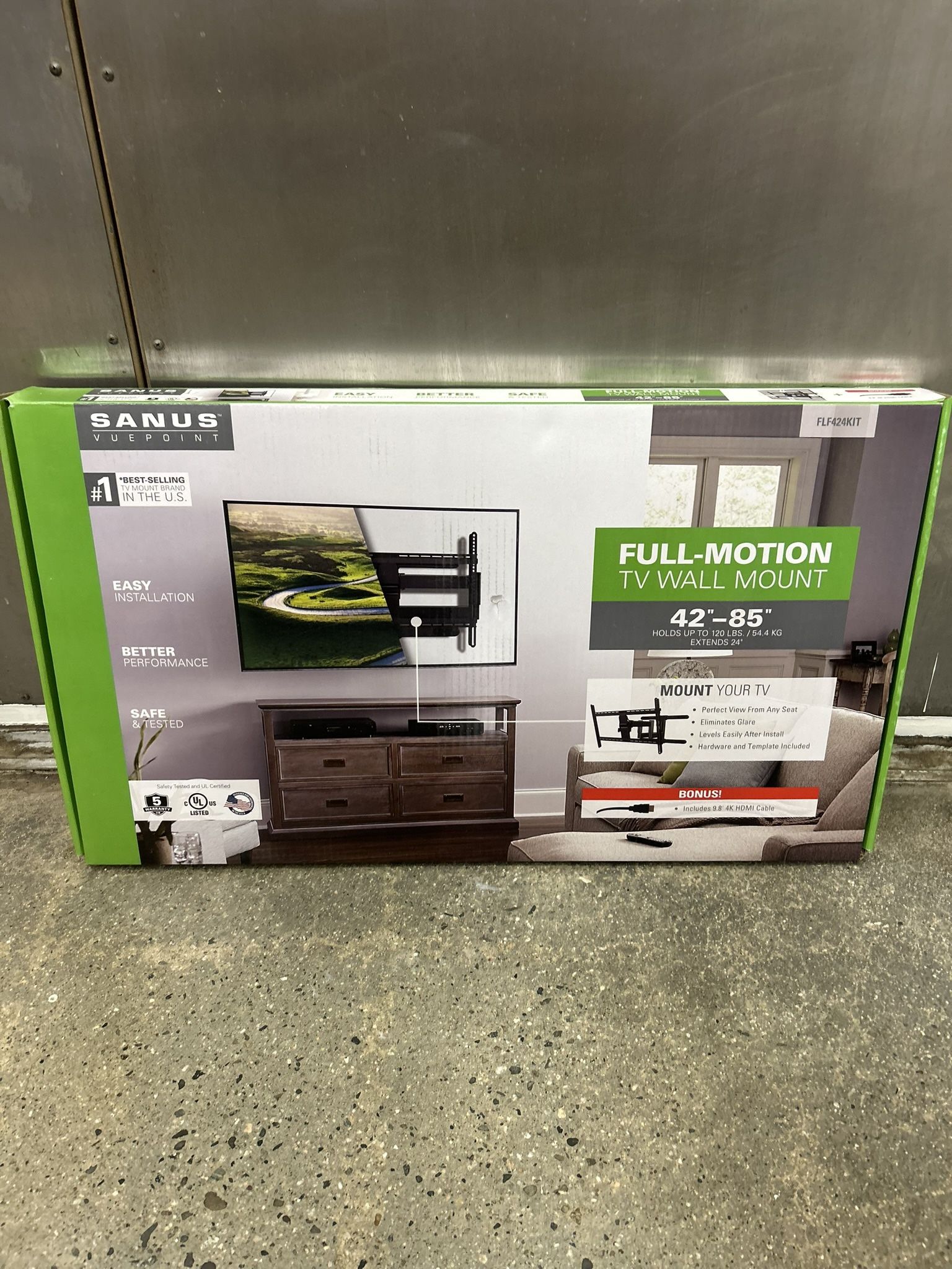 SANUS VuePoint Full-Motion TV Mount for TVs 42"-85" up to 120 lbs