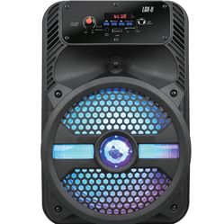 Altavoz Bluetooth de 8'', subwoofer de 1100 W, sistema de sonido portátil para fiestas, gran LED, FM, micrófono