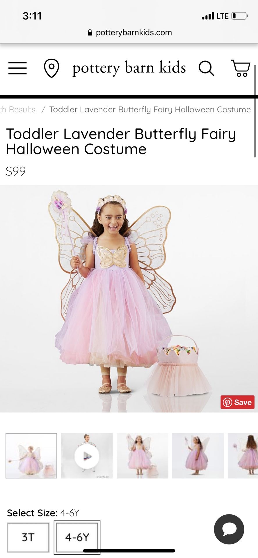 Pottery Barn Toddler Lavender Fairy Costume 