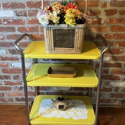 Vintage Bar Cart Rolling Serving Trolley