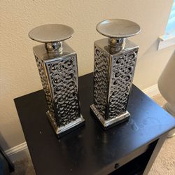 2 Silver Candle Holders 