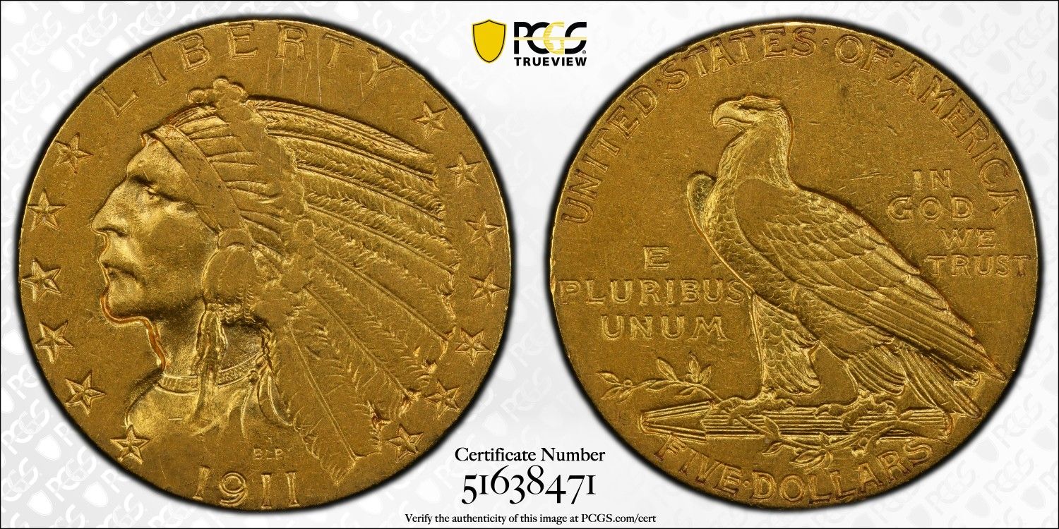 1911-s $5 Half Eagle pcgs xf45