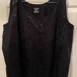 Lane Bryant Sequin Tank Top Black Size 22/24 Plus Sleeveless Cotton Sparkle