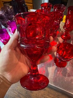 MCM vintage Fostoria Argus Ruby Red glass goblet