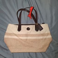 Authentic Tan wool Coach Handbag