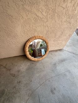 Round Woven Rattan Wall Mirror
