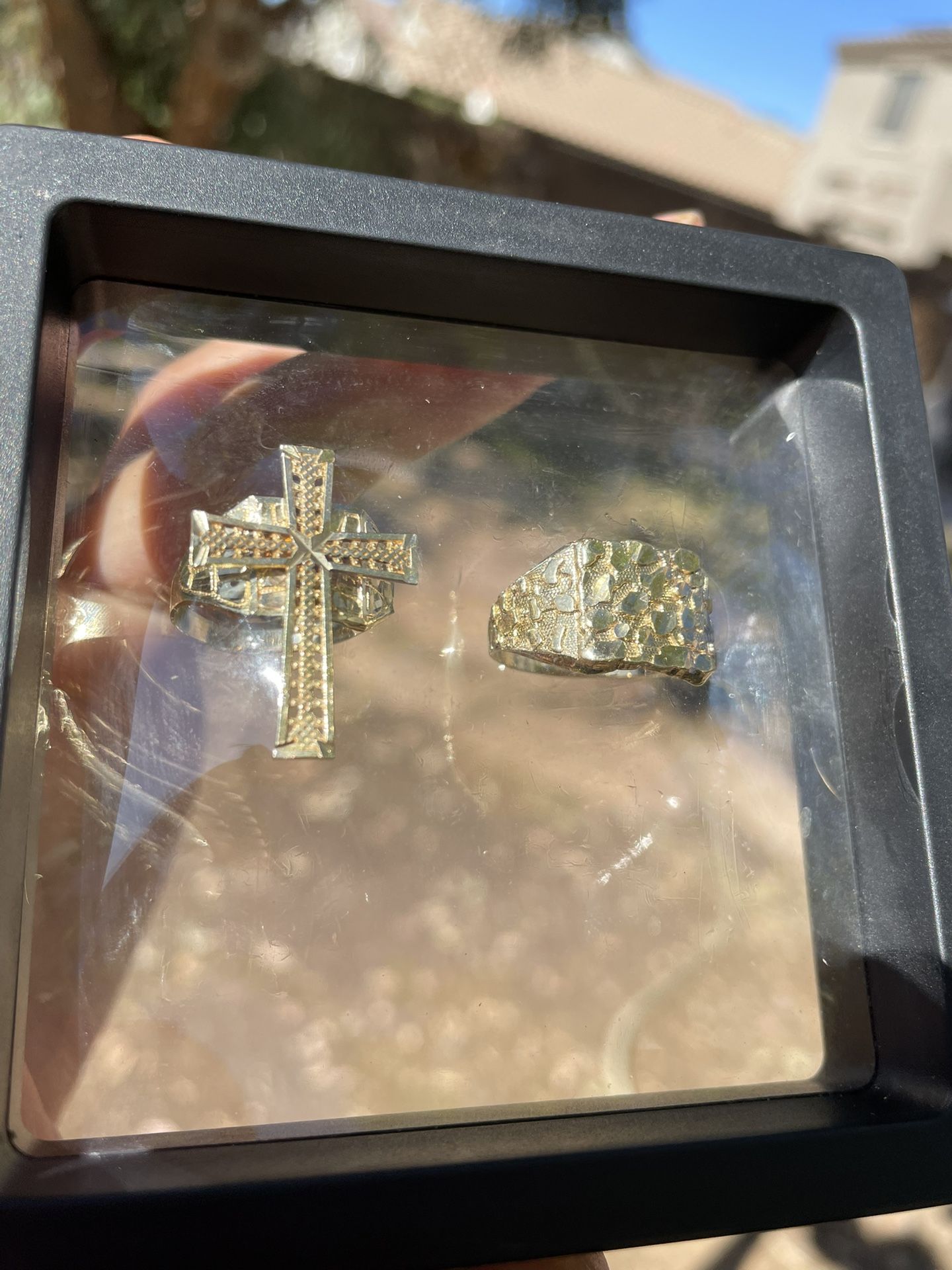 10k Cross Nugget Ring & 10k Nugget Ring
