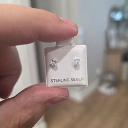3.5mm Sterling Silver Square Stud Moissanite Earrings