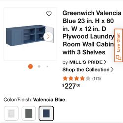 3 Blue Laundry Wall Cabinets - New In Box