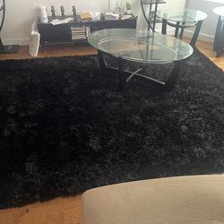JET BLACK SHAG RUG 10x7