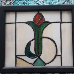 Stained Glass panel for hanging 11.5 wide x 10 in.