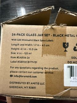 Laramade 24-Pack Glass Jar Set with Black Metal Lids