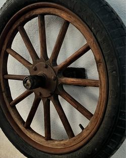 Antique Wooden Spoke Wheel with Original Iron Hub & Wall Mount