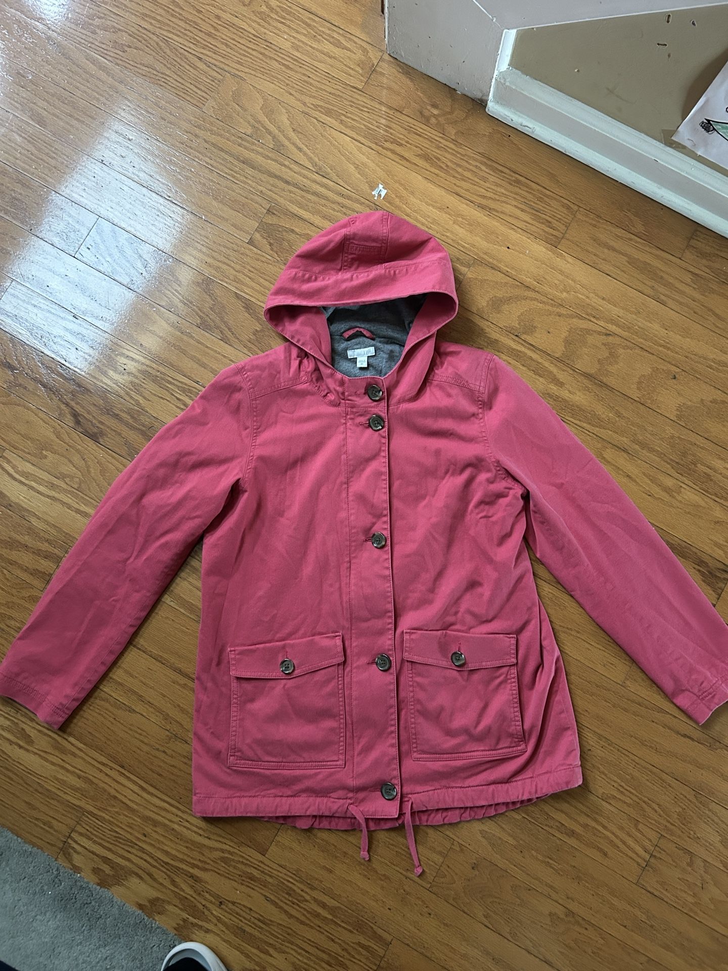 EUC J.Jill Women's Pink Hooded full zip Jacket with pockets