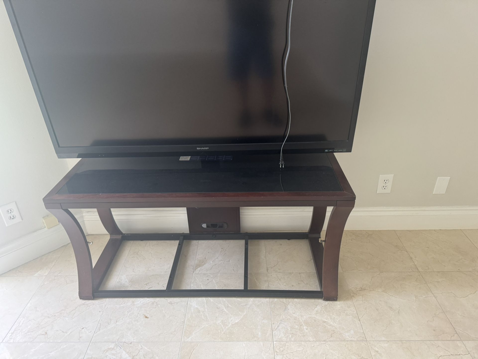 Tv Console Three Glass Shelves