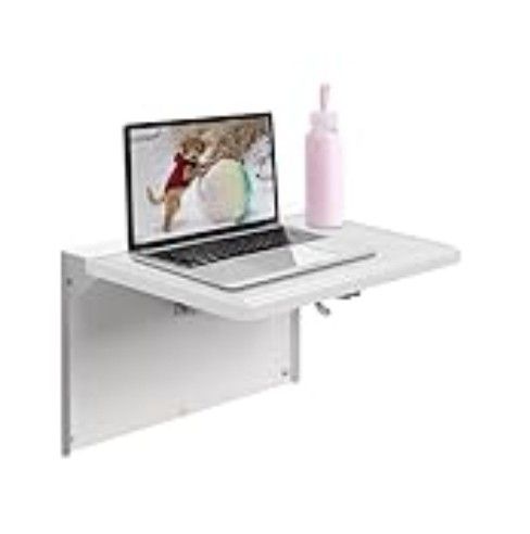 White Carstens WALLAdesk™ Mini Wall Mounted Desk - Driftwood, 16.87 x 10.62, Durable, Professional Grade Murphy Desk for Healthcare, Home, Office, Sch