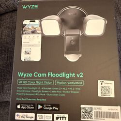 WYZE Floodlight Camera v2, Security Camera Outdoor, 2K HD with Color Night Vision, 2800-Lumen LEDs, 160° Wide View, 105dB Siren, Works with Alexa & Go