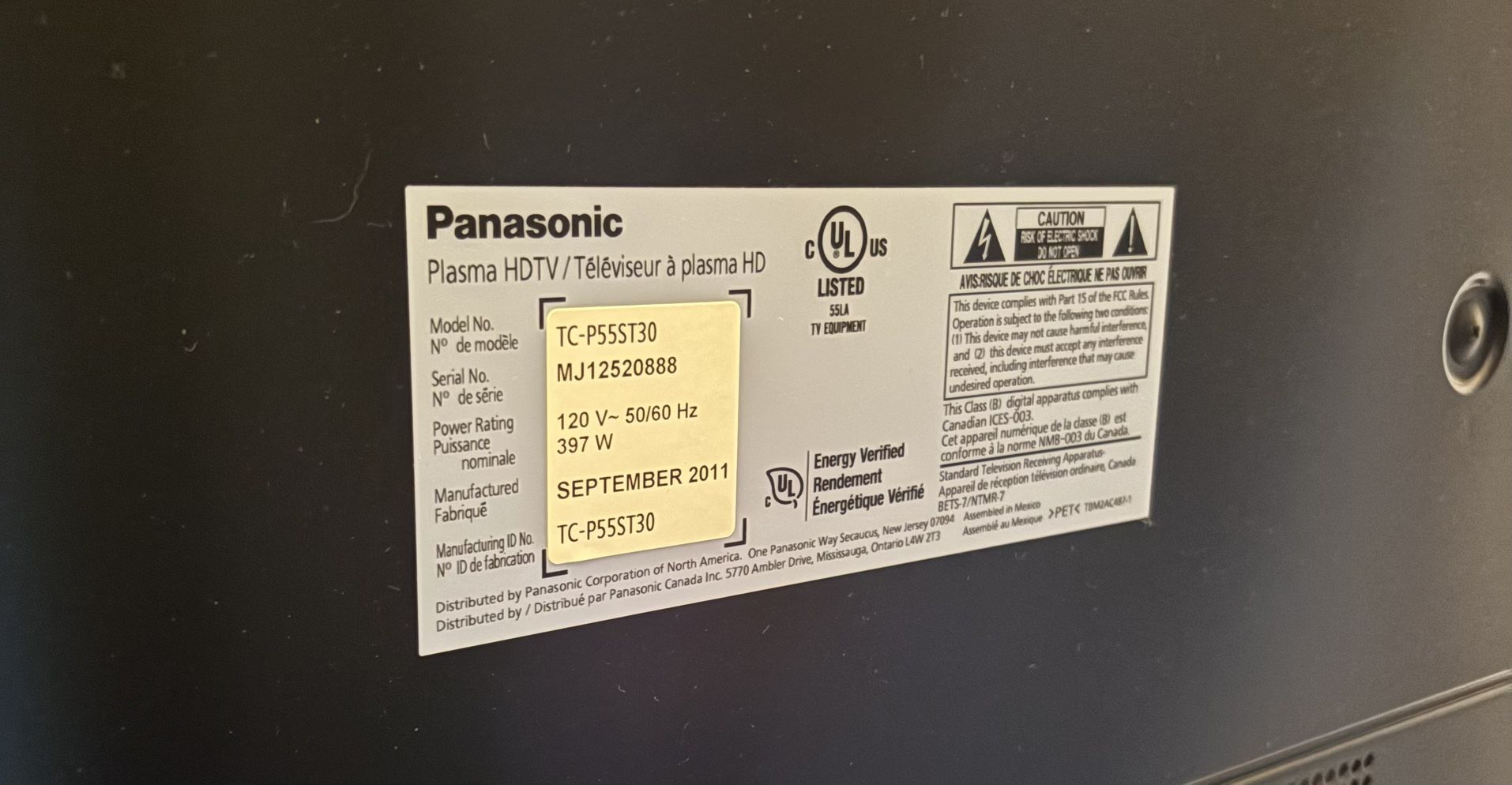 Panasonic 50” TV