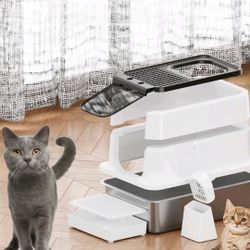 Cat Stainless Steel Litter Box 