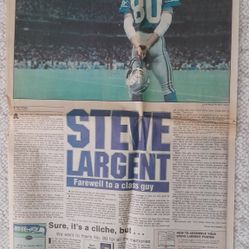 SEAHAWKS FANS...Steve Largent. A Morning News Tribune Commemorative  section. December, 1989.