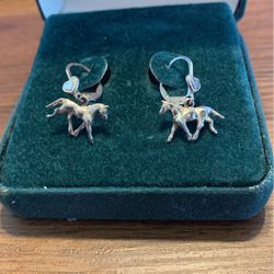 authentic Sterling, Silver Horse Earrings By Chipping Dale