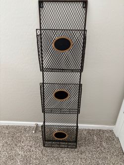 3-Tier Metal Wire Wall Organizer with Chalkboard Labels