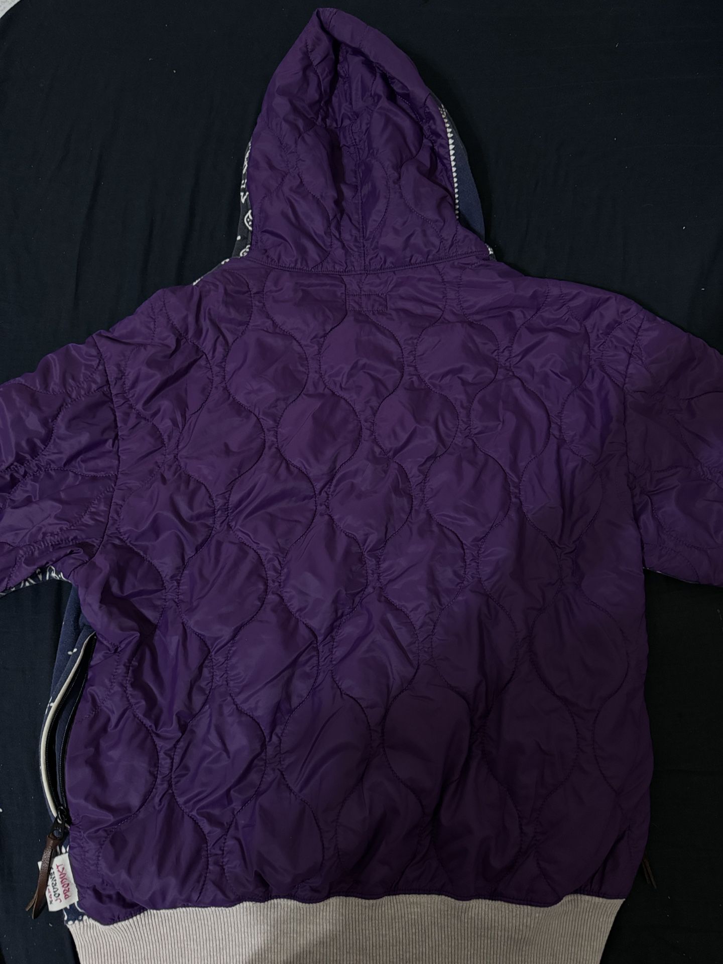 KAPITAL - Bandana-Print Cotton-Jersey and Quilted Shell Zip-Up Hoodie purple