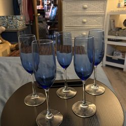 Cobalt Blue Champagne and Martini Glasses 