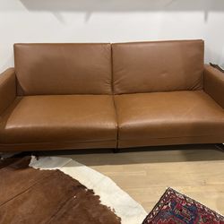Futon Sofa/Twin Bed in Cognac Leather