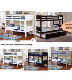 Bunk Bed twin and twin not including mattress and trundle