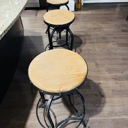 Adjustable height, industrail size - set of 3 barstools for $150
