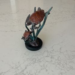 Bronze double turtle sculpture