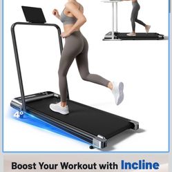 Walking Pad Treadmill with Handle Bar and Adjustable Incline, Compact Portable Treadmills for Home Office, 2.5HP Quiet Anti-Slip Under Desk Treadmills