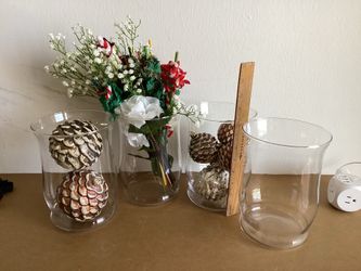 4 Glass 8” High Jars / Vases / Containers with 5.5” Diameter