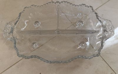 Pressed Glass Divided Serving Tray